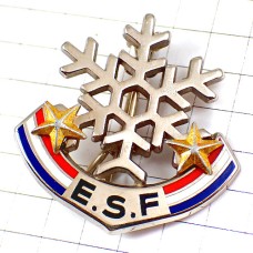 ブローチ・雪の結晶と星２つスキー学校 ESF ECOLE-DU-SKI-FRANCAIS SKIING FRANCE