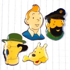 ピンバッジ・タンタンの冒険4個スノウィ犬ハドック船長ビーカー教授バンドデシネBD MILOU TOURNESOL HADDOCK TINTIN