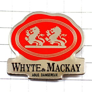 ピンバッジ・ホワイトアンドマッカイ酒スコッチウイスキー瓶ライオン２頭 WHYTE&MACKAY WHISKY SCOTLAND