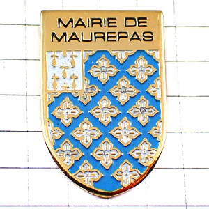 ピンバッジ・モルパ水色と白の十字の紋章 MAUREPAS FRANCE