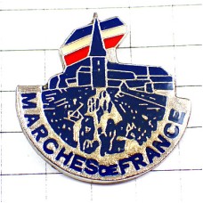 ピンバッジ・マルシェ市場の活気フランス国旗トリコロール MARCHES-DE-FRANCE