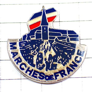 ピンバッジ・マルシェ市場の活気フランス国旗トリコロール MARCHES-DE-FRANCE