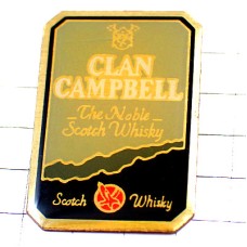 ピンバッジ・クランキャンベル酒ウイスキー四角いラベル型 CLAN-CAMPBELL CHIVAS WHISKY SCOTLAND