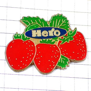 ピンバッジ・ジャム赤イチゴ苺ストロベリー果物ブルーツ HERO STRAWBERRY SWISS JAM