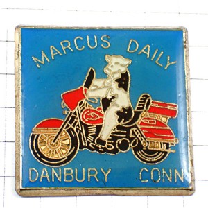 ピンバッジ・バイクに乗る牛うし二輪オートバイ MARCUS-DAILY DANBURY CONNECTICUT USA