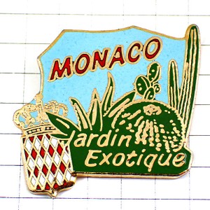 ピンバッジ・熱帯公園モナコ公国サボテンと紋章 MONACO EXOTIC-GARDEN CACTUS JARDIN-EXOTIQUE