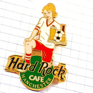 ピンバッジ・マンチェスター女の子ハードロックカフェ酒ビール球サッカー HARD-ROCK-CAFE HRC SERVEUSE MANCHESTER