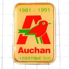 ピンバッジ・アルファベット赤いＡと鳥オーシャン店20周年 AUCHAN FRANCE