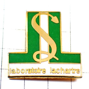 ピンバッジ・医療ヘビ蛇グリーン緑アスクレーピオスの杖 LABORATOIRE LACHARTRE CADUCEE PHARMACY FRANCE