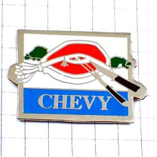 ピンバッジ・パリ地図型の食事ちいさなエッフェル塔お肉屋さん PARIS MAP CHEVY EIFFEL FRANCE