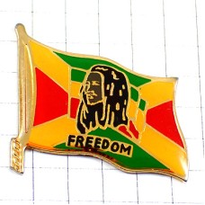 ピンバッジ・ボブマーリー自由の旗レゲエ音楽ボブマーレー歌手ラスタカラー FREEDOM BOB-MARLEY FLAG RASTA