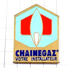 ピンバッジ・ガスの炎ブルー青い火 CHAINEGAZ FRANCE