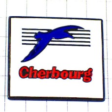 ピンバッジ・カモメ鴎一羽ブルー青い鳥 CHERBOURG FRANCE