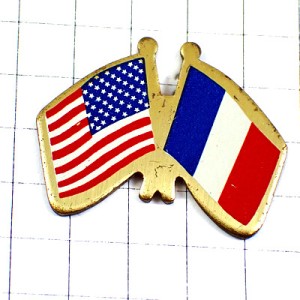 ピンバッジ・フランス国旗とアメリカ星条旗 USA FRANCE FLAG