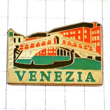 ピンバッジ・ヴェネツィア水の都イタリア船ゴンドラ船長の影と橋 VENEZIA ITALIA ITALY GONDOLE VENISE