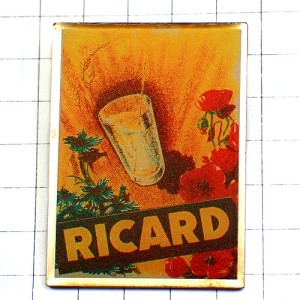 ピンバッジ・リカールお酒レトロ広告パスティス一杯 PASTIS RICARD FRANCE