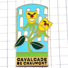 ピンバッジ・悲喜こもごも仮面マスクの花 CHAUMONT MASQUE  JEAN-QUI-RIT JEAN-QUI-PLEURE HUMOUR