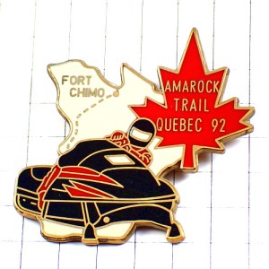 ピンバッジ・スノーモービル冬ケベック州カナダ国旗の赤い楓カエデ AMAROCK CANADA