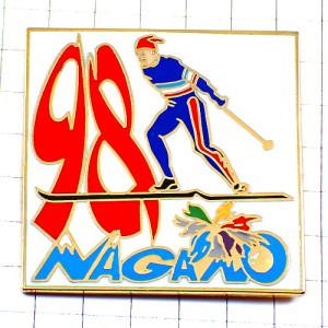 ピンバッジ・長野冬季オリンピック五輪スキー選手ビンテージ中古品 NAGANO-1998 JAPAN