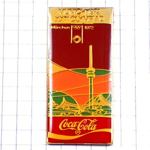 ピンバッジ・コカコーラ独ミュンヘン五輪オリンピック1972年ビンテージ中古品 MUNICH-1972 MUNCHEN GERMANY DEUTSCHLAND COCA-COLA