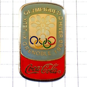 ピンバッジ・グルノーブル五輪コカコーラ冬季オリンピック1968年ビンテージ中古品 GRENOBLE-1968 FRANCE COCA-COLA