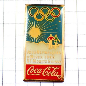 ピンバッジ・サンモリッツ五輪コカコーラ冬季オリンピック太陽スキー雪山ビンテージ中古品 ST-MORITZ-1948 SWISS COCA-COLA