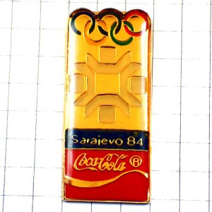 ピンバッジ・サラエボ1984年オリンピック五輪コカコーラ飲物ビンテージ中古品 SARAJEVO-1984 YUGOSLAVIA BOSNIA-AND-HERZEGOVINA COCA-COLA