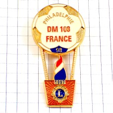 ピンバッジ・サッカー球の形の気球ライオンズクラブＬフランス国旗色フィラデルフィア BALLOON LIONS-CLUB DM-103 FRANCE PHILADELPHIE