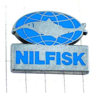 ピンバッジ・銀色のサメ鮫さめ魚 NILFISK JAW DANEMARK DENMARK