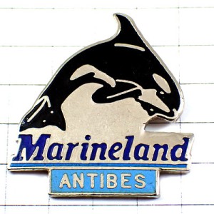 ピンバッジ・マリーンランド水族館イルカ黒いドルフィン MARINELAND ANTIBES FRANCE