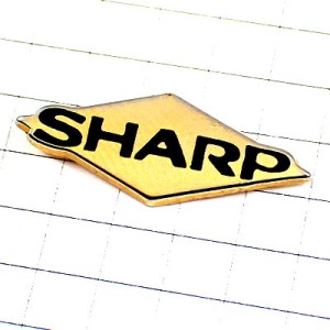 ピンバッジ・シャープ株式会社ロゴ金色ゴールド地に黒文字 SHARP JAPAN