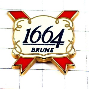 ピンバッジ・ビール酒クローネンバーグ1664赤いリボン KRONENBOURG-1664 KRONENBOURG ALSACE FRANCE