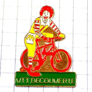 ピンバッジ・マクドナルド自転車に乗るドナルドＭ RONALD MC-DONALDS