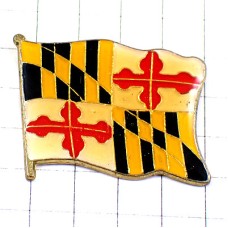 ピンバッジ・メリーランド州旗アメリカ米国/USA白赤の十字や黄と黒の市松模様の旗 MARYLAND STATE FLAG