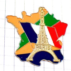 ピンバッジ・トリコロール国旗エッフェル塔フランス地図型 TOUR-EIFFEL PARIS FRANCE FLAG