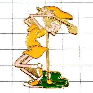 ピンバッジ・ポパイ漫画オリーブのゴルファー旗ゴルフ場 POPEY OLIVE GOLF