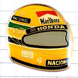 ピンバッジ・アイルトンセナのヘルメットＦ１ドライバー車レース仕様 AYRTON-SENNA HELMET BOSS NACIONAL