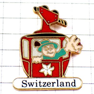 ピンバッジ・アルプスのケーブルカー花スイスのスキー場エーデルワイス SWISS SWITZERLAND MOUNTAIN EDELWEISS