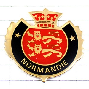 ピンバッジ・ノルマンディ地方ライオン２頭の紋章 NORMANDIE FRANCE