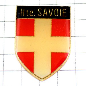 ピンバッジ・サヴォワ県の白い十字の紋章 HAUTE-SAVOIE CROIX FRANCE