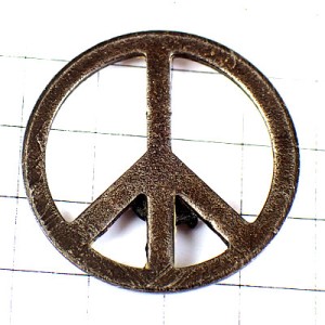 ピンバッジ・ピースマーク銀色シルバー平和 PEACE