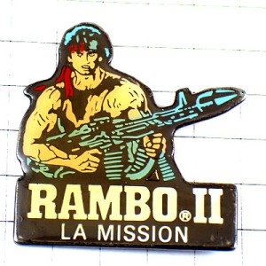 ピンバッジ・シルベスタースタローン映画ランボー２/USAアメリカ RAMBO SYLVESTER-STALLONE LA-MISSION