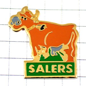 ピンバッジ・茶色い牛ウシ SALERS FRANCE