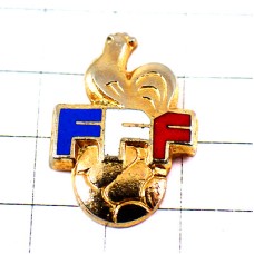 ピンバッジ・フランスサッカー協会Ｆニワトリ雄鶏ボール球ゴールド金色 FFF FEDERATION-FRANCAISE-DE-FOOTBALL