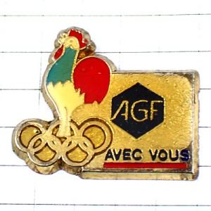 ピンバッジ・ニワトリ雄鶏オリンピック五輪スポンサー鳥ビンテージ中古品 AGF FRANCE