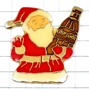 ピンバッジ・サンタクロースとコカコーラの瓶クリスマス飲物 SANTA-CLAUS COCA-COLA