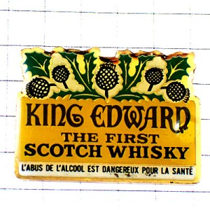 ピンバッジ・キングエドワード酒スコッチウイスキー薊アザミの花 KING-EDWARD SCOTCH WHISKY SCOTLAND