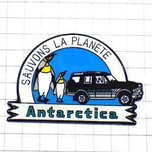 ピンバッジ・ペンギン親子ランドローバー車 ROVER RANGE-ROVER LAND-ROVER ENGLAND ANTARCTICA