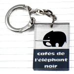 キーホルダー・カフェドレレファンノワール黒い象コーヒー珈琲 CAFES ELEPHANT-NOIR FRANCE