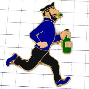 ピンバッジ・ハドック船長タンタンの冒険旅行お酒を持って走る CAPITAINE HADDOCK TINTIN